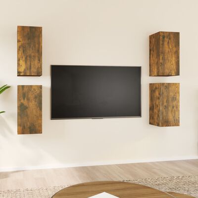 vidaXL TV skrinky 4 ks dymový dub 30,5x30x60 cm spracované drevo