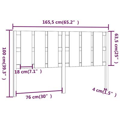 vidaXL Čelo postele medovo-hnedé 165,5x4x100 cm masívna borovica