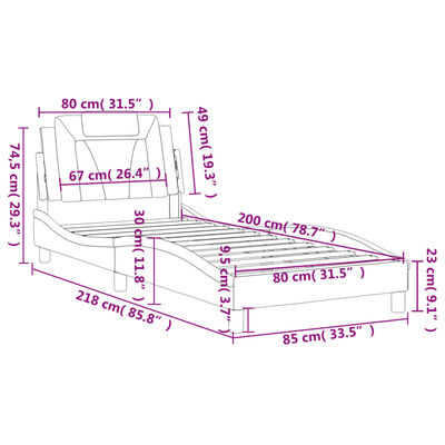 vidaXL Posteľný rám s čelom čierno-biely 80x200 cm umelá koža