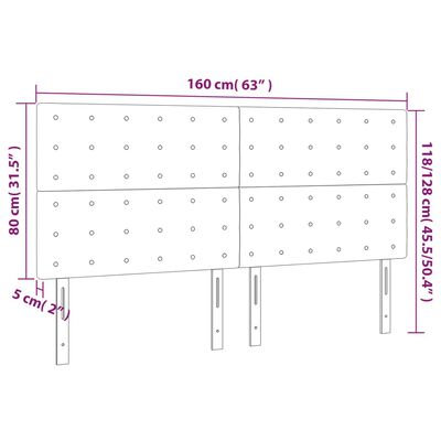 vidaXL Čelo postele s LED čierne 160x5x118/128 cm zamat