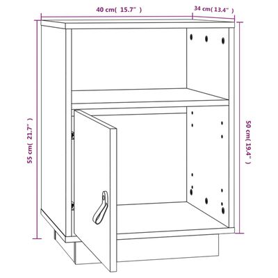 vidaXL Nočný stolík čierny 40x34x55 cm masívne borovicové drevo