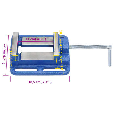 vidaXL Zverák pod vŕtačku modrý 100 mm liatina