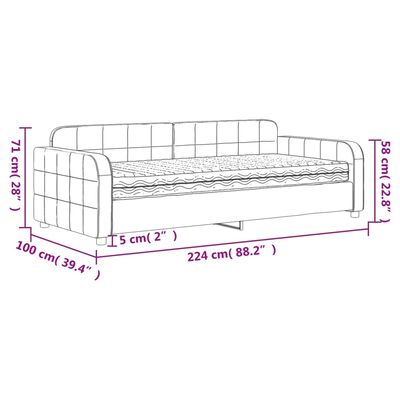 vidaXL Denná posteľ s matracom tmavosivá 90x200 cm zamat