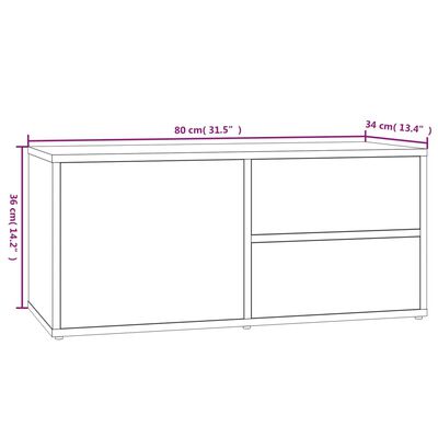 vidaXL TV skrinka sivý dub sonoma 80x34x36 cm spracované drevo