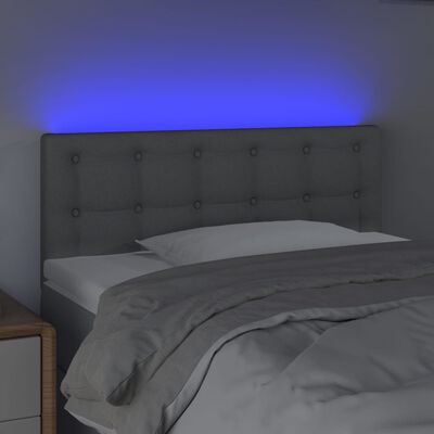 vidaXL Čelo postele s LED bledosivé 90x5x78/88 cm látka