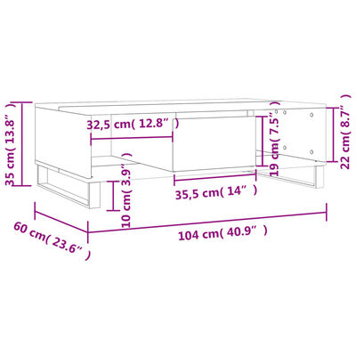 vidaXL Konferenčný stolík vysoký lesk biely 104x60x35 cm kompoz. drevo