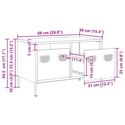 vidaXL TV skrinka antracitová 68x39x43,5 cm oceľ valcovaná za studena