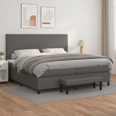 vidaXL Boxspring posteľ s matracom sivá 200x200 cm umelá koža