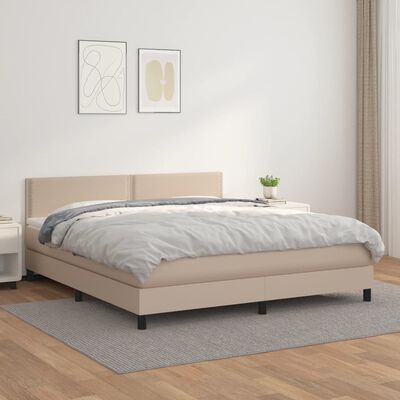 vidaXL Boxspring posteľ s matracom kapučínová 180x200 cm umelá koža