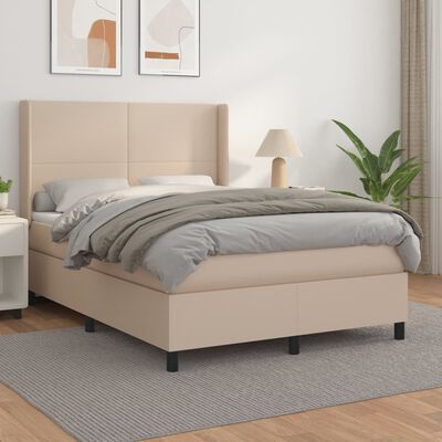 vidaXL Boxspring posteľ s matracom kapučínová 140x200 cm umelá koža