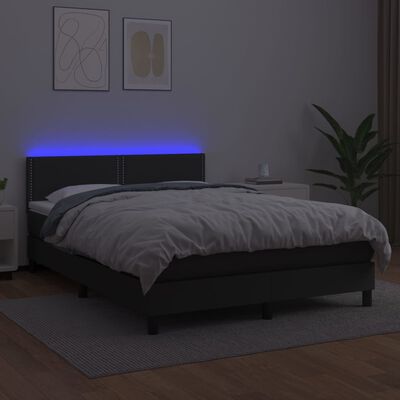 vidaXL Boxspring posteľ s matracom a LED čierny 140x190 cm umelá koža