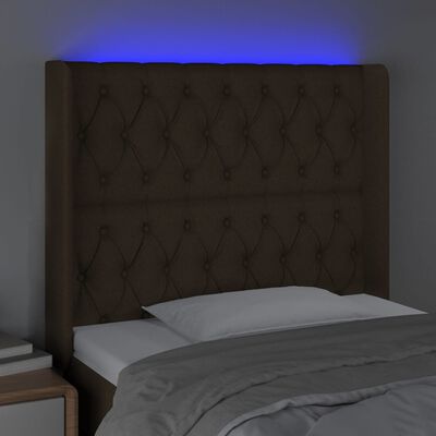 vidaXL Čelo postele s LED tmavohendé 103x16x118/128 cm látka