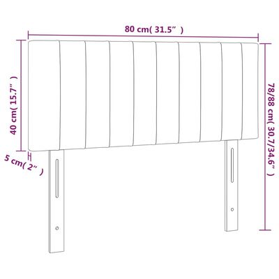 vidaXL Čelo postele s LED bledosivé 80x5x78/88 cm zamat