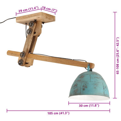 vidaXL Stropná lampa 25 W šmuhovaná modrá 105x30x65-108cm E27