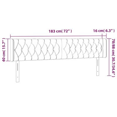 vidaXL Čelo postele s LED bledosivé 183x16x78/88 cm látka