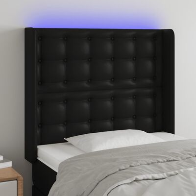 vidaXL Čelo postele s LED čierne 103x16x118/128 cm umelá koža