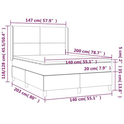 vidaXL Boxspring posteľ s matracom a LED biela 140x200 cm umelá koža