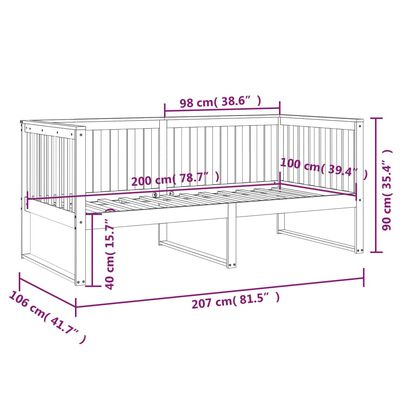 vidaXL Denná posteľ čierna 100x200 cm borovicový masív