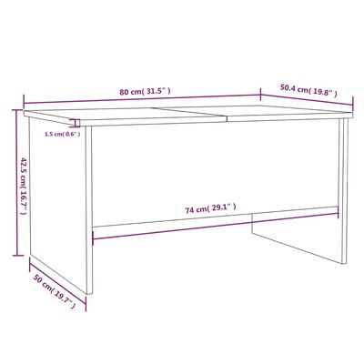 vidaXL Konferenčný stolík dub sonoma 80x50x42,5 cm spracované drevo