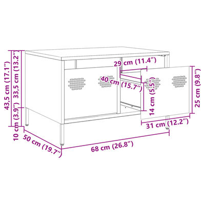 vidaXL TV skrinka antracitová 68x50x43,5 cm oceľ valcovaná za studena