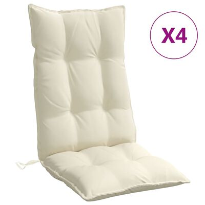 vidaXL Podušky na stoličky s vysokým operadlom 4 ks krémové látka