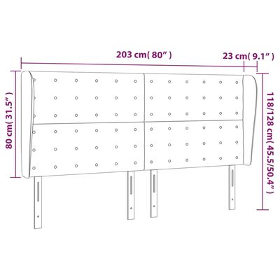 vidaXL Čelo postele so záhybmi sivohnedé 203x23x118/128 cm látka