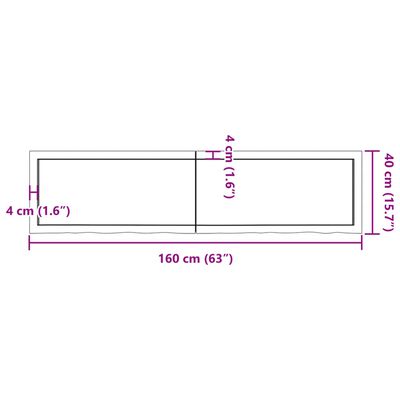 vidaXL Stolová doska tmavohnedá 160x40x(2-4) cm ošetrený dubový masív