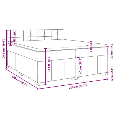 vidaXL Posteľný rám boxsping s matracom bledosivý 200x200 cm látka