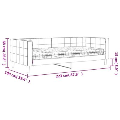 vidaXL Denná posteľ s matracom čierna 90x200 cm zamat