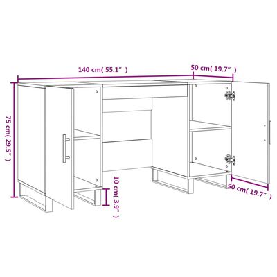 vidaXL Stôl lesklý biely 140x50x75 cm spracované drevo