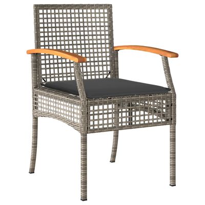 vidaXL Záhradné stoličky s vankúšmi 2 ks sivé polyratan akáciové drevo