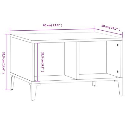 vidaXL Konferenčný stolík lesklý biely 60x50x36,5 cm spracované drevo