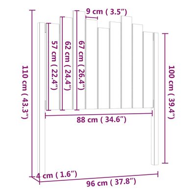 vidaXL Čelo postele biele 96x4x110 cm masívna borovica