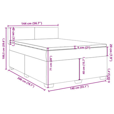 vidaXL Boxspring posteľ s matracom tmavohnedá 140x200 cm látka