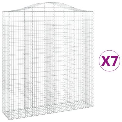 vidaXL Oblúkový gabionový kôš 7 ks 200x50x220/240cm pozinkované železo