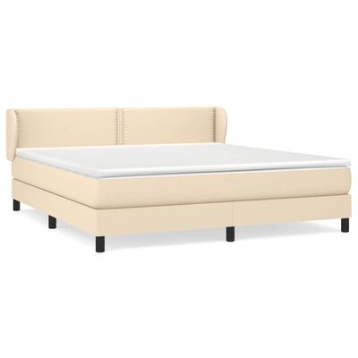 vidaXL Posteľný rám boxspring s matracom krémový 160x200 cm látka