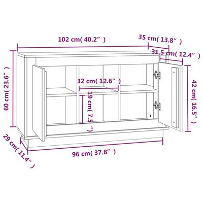 vidaXL Komoda dub sonoma 102x35x60 cm spracované drevo