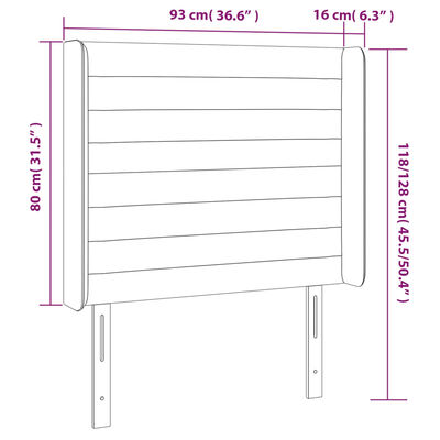 vidaXL Čelo postele s LED bledosivé 93x16x118/128 cm zamat