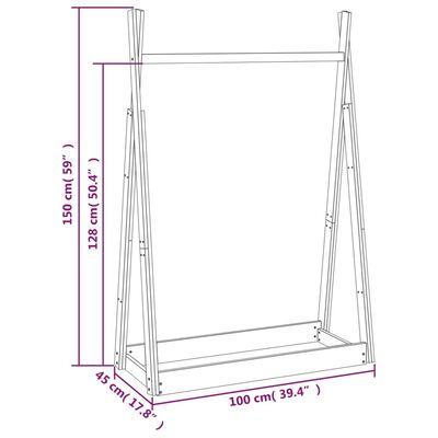 vidaXL Stojan na šaty 100x45x150 cm masívna borovica