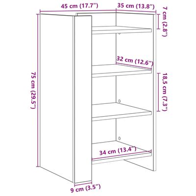 vidaXL Komoda dub sonoma 45x35x75 cm kompozitné drevo