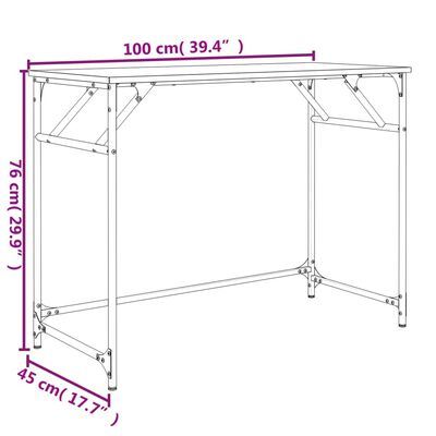 vidaXL Stôl dymový dub 100x45x76 cm kompozitné drevo a práškovaná oceľ