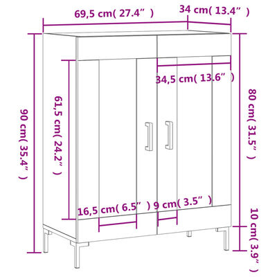 vidaXL Komoda biela 69,5x34x90 cm kompozitné drevo