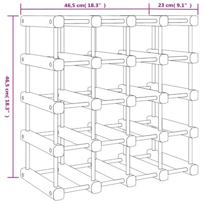 vidaXL Stojan na víno na 20 fliaš 46,5x23x46,5 cm borovicový masív