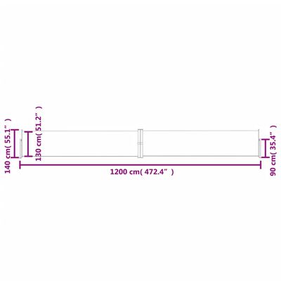 vidaXL Zaťahovacia bočná markíza na terasu 140x1200 cm, krémová