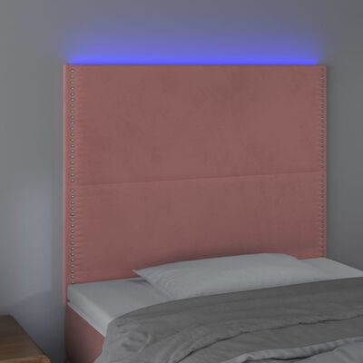 vidaXL Čelo postele s LED ružové 80x5x118/128 cm zamat