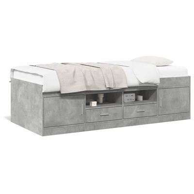 vidaXL Denná posteľ so zásuvkami betónovosivá 100x200 cm kompoz. drevo