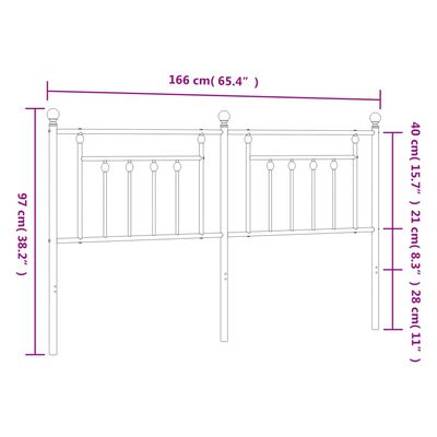 vidaXL Kovové čelo postele biele 160 cm