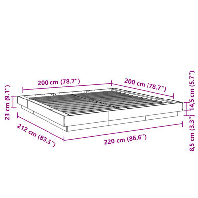 vidaXL Posteľný rám čierny 200x200 cm kompozitné drevo