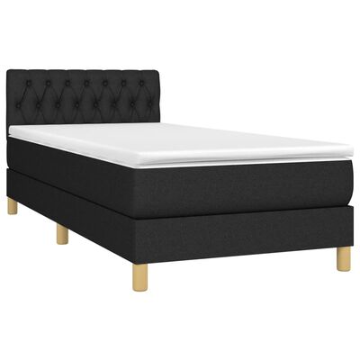 vidaXL Posteľný rám boxspring s matracom čierny 90x190 cm látka