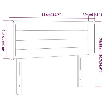 vidaXL Čelo postele s LED bledosivé 83x16x78/88 cm látka